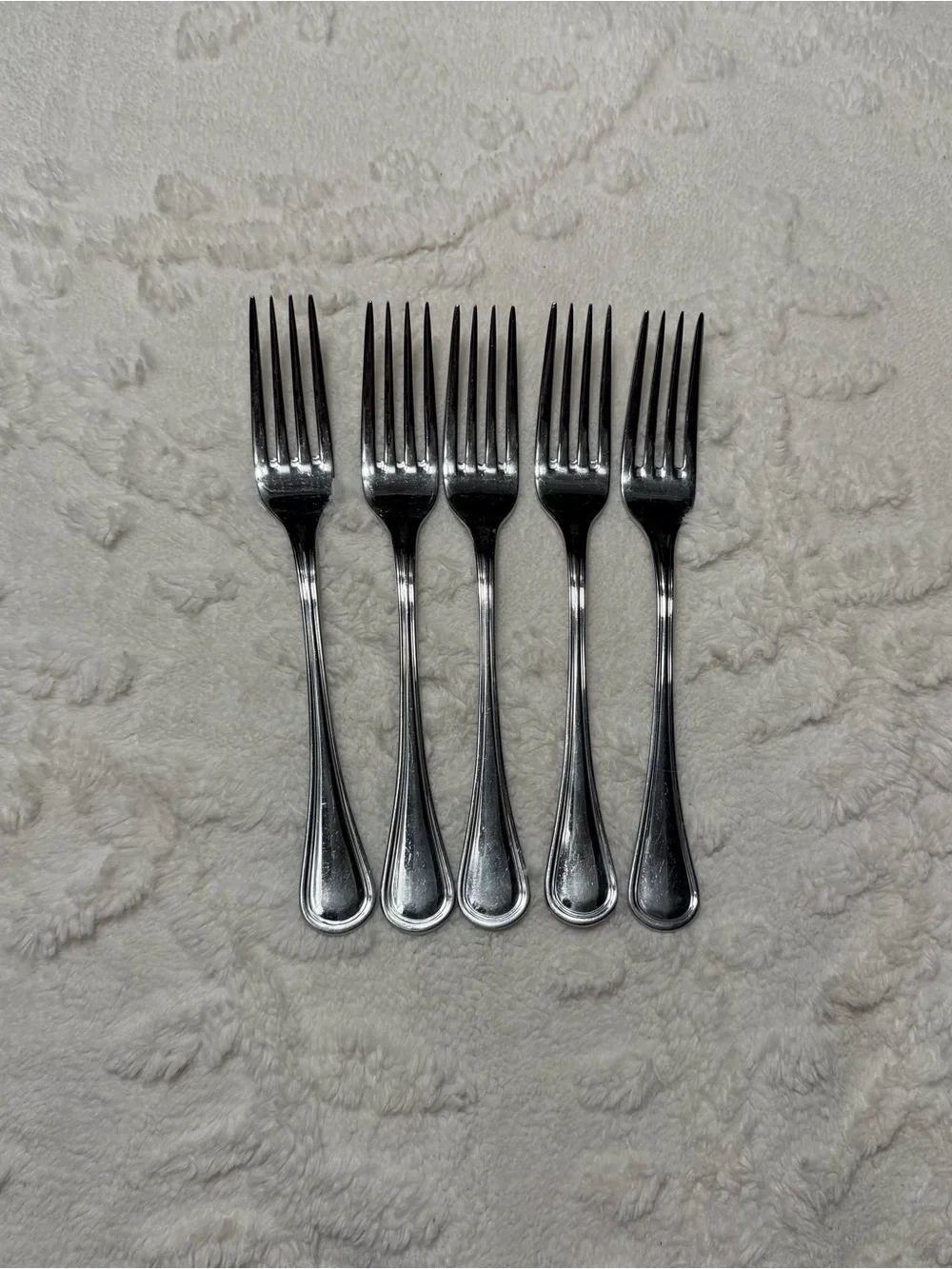 5 Salad Forks Cuisinart Mansfield 18/10 Stainless Glossy Fork Set Korea Vintage